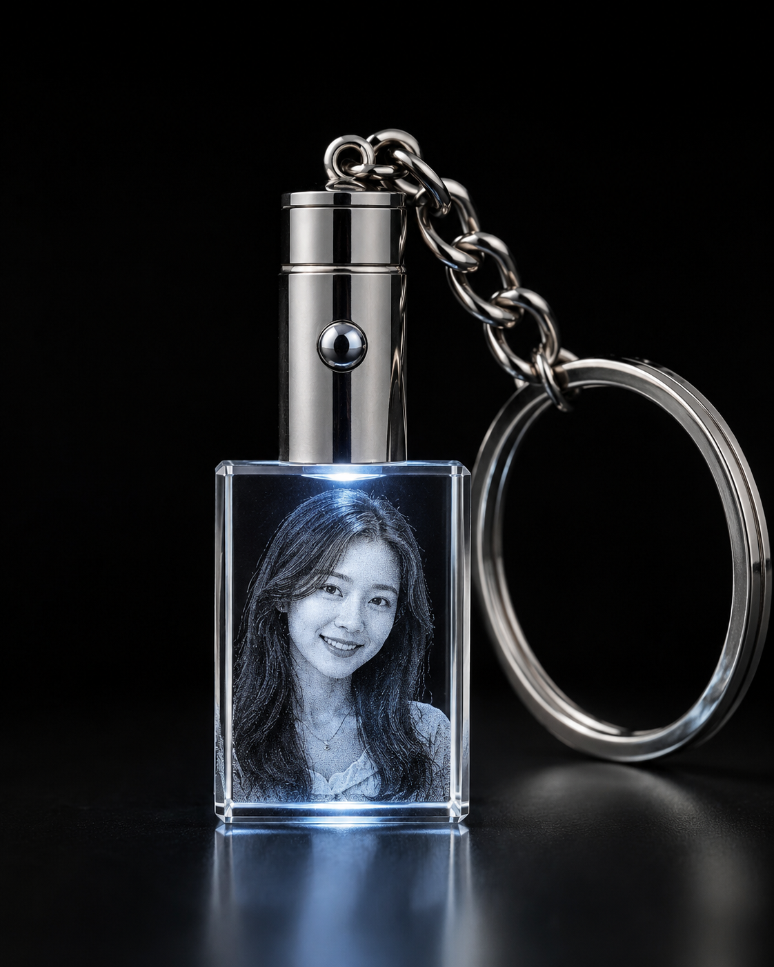 Vertical keychain 3D crystal engraving shape from Heenan Specialist Engraving